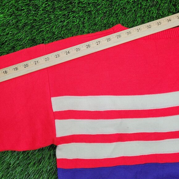 Vintage 80s MOD Sweater Small 19x23 Red - Picture 3 of 10